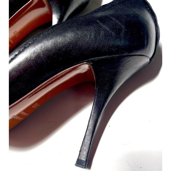 Lanvin PARIS Pin Up Leather Black Round Toe BOW 2011 Unique Heel Pumps 39.5 - Picture 6 of 11